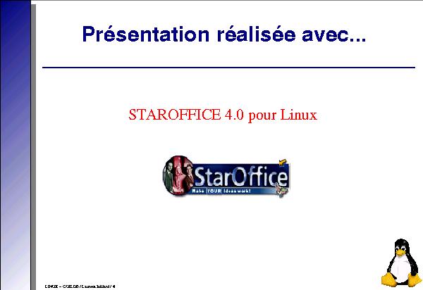 Pr�sentation r�alis�e avec StarOffice 4.0 pour Linux